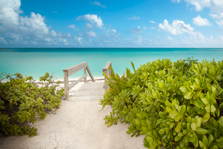 Private beach access stairs to Long Bay Beach on the Atlantic-side.