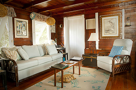 Freshly updated main living area with fan, satellite television, password-protected WI-FI/internet connection and fresh, new upholstered sofa/hide-a-bed.